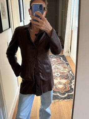 CAVALIERI 1887 Italy Reversible Leather & Suede Coat Jacket Brown IT 42 US S/M